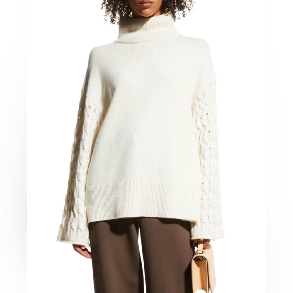 Theory Cabled-Sleeve Cashmere Sweater NWOT
